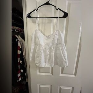 J. Crew White Peplum Camisole with Spaghetti Straps